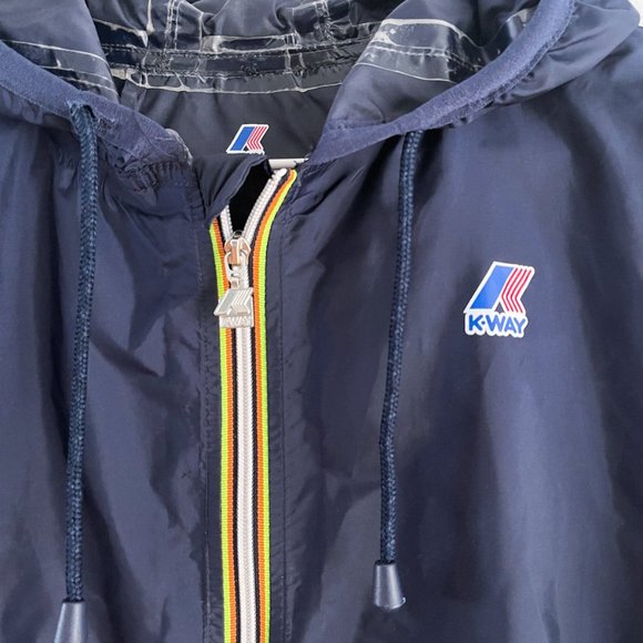 K-Way Claude Klassic Jacket Rain Windbreaker Full Zip Navy Blue Women Size XS ♀ - Picture 5 of 12